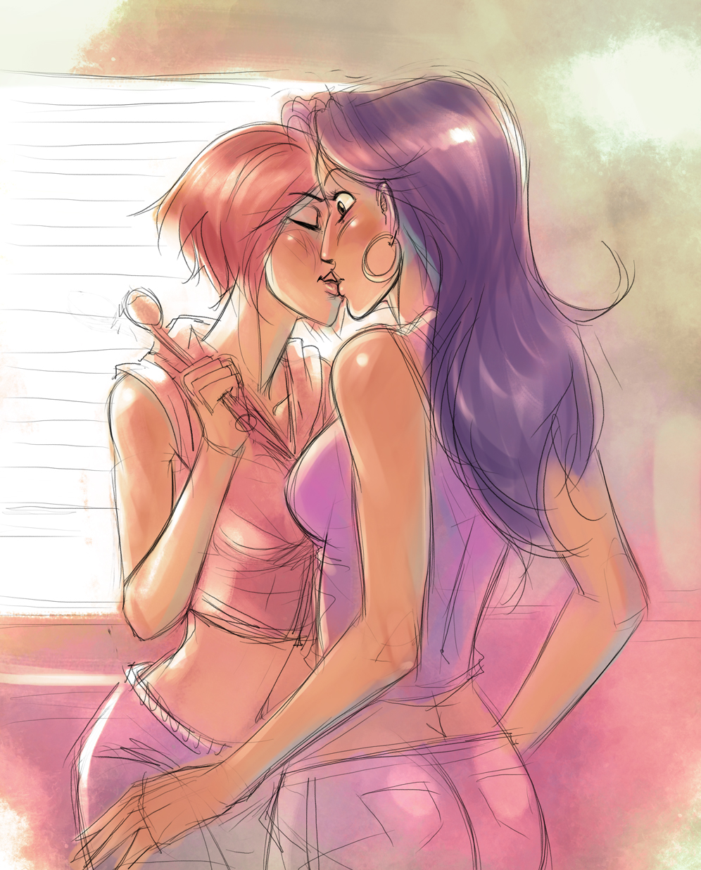 anime girls kissing Hot