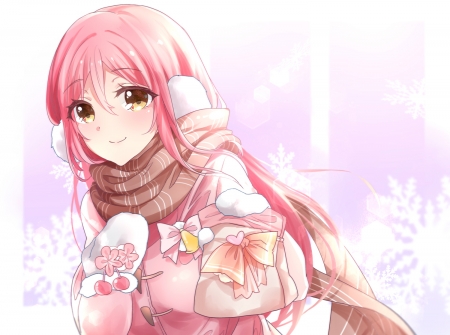 girl light hair pink with Anime