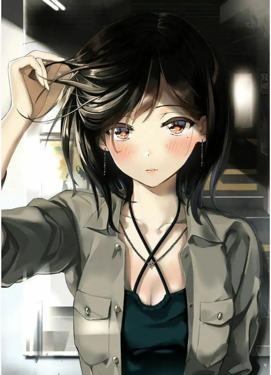 anime girls haired Black