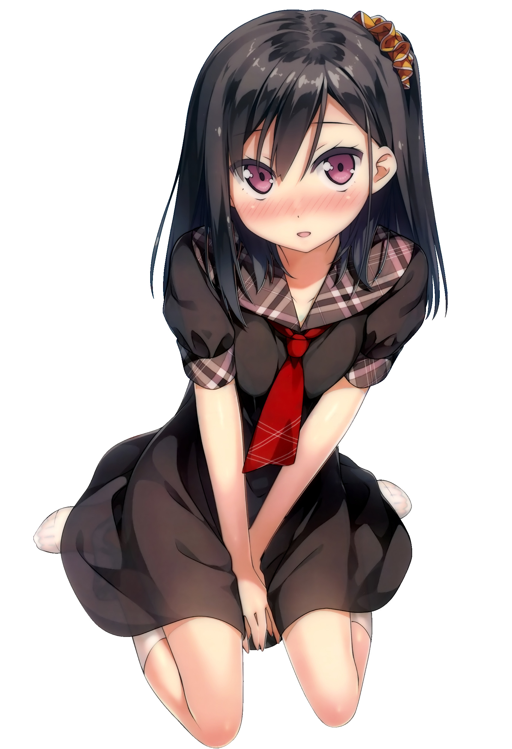 girl dark hair with Anime