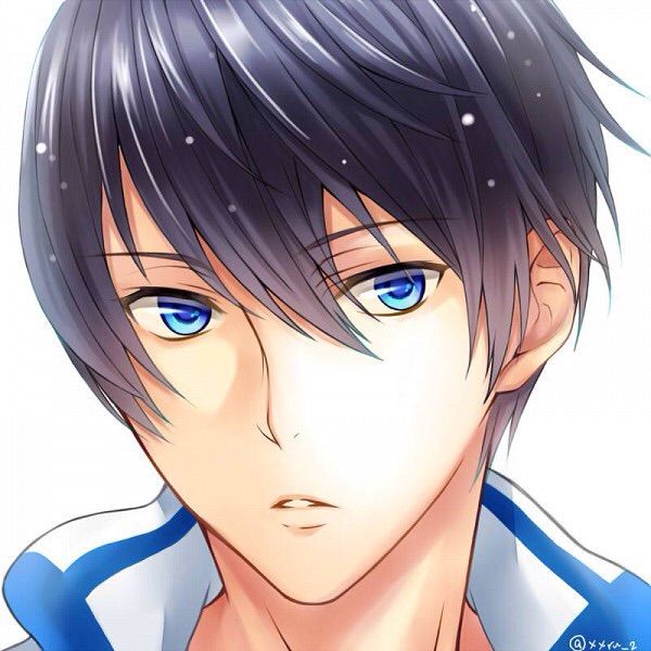 hair with black eyes guy Anime blue