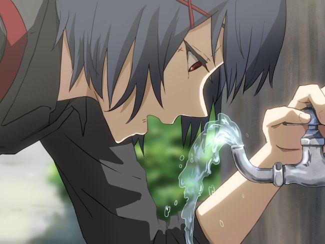 girl drinking water Anime