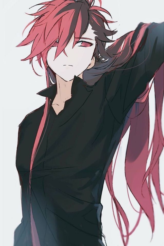 hair anime red guy Long