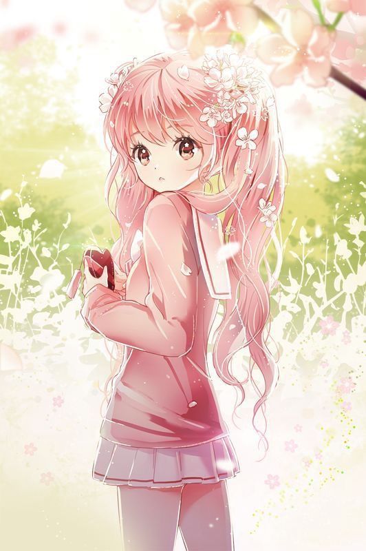 Anime girl with light pink hair
