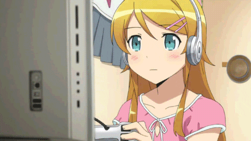 Anime girl playing video games gif