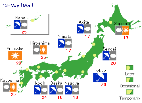 map for japan Weather