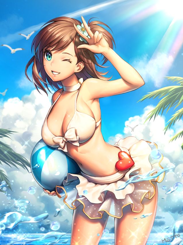 Anime girl bikini brown hair