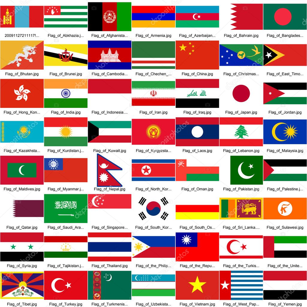countries Flags of asian