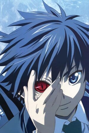 hair Anime blue red eyes boy