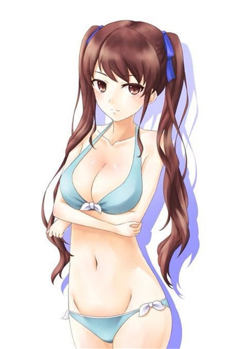 brown hair girl bikini Anime