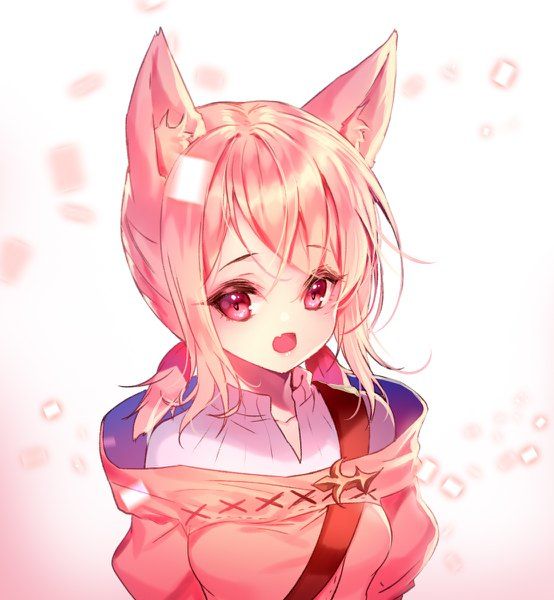 cat hair ears pink Anime