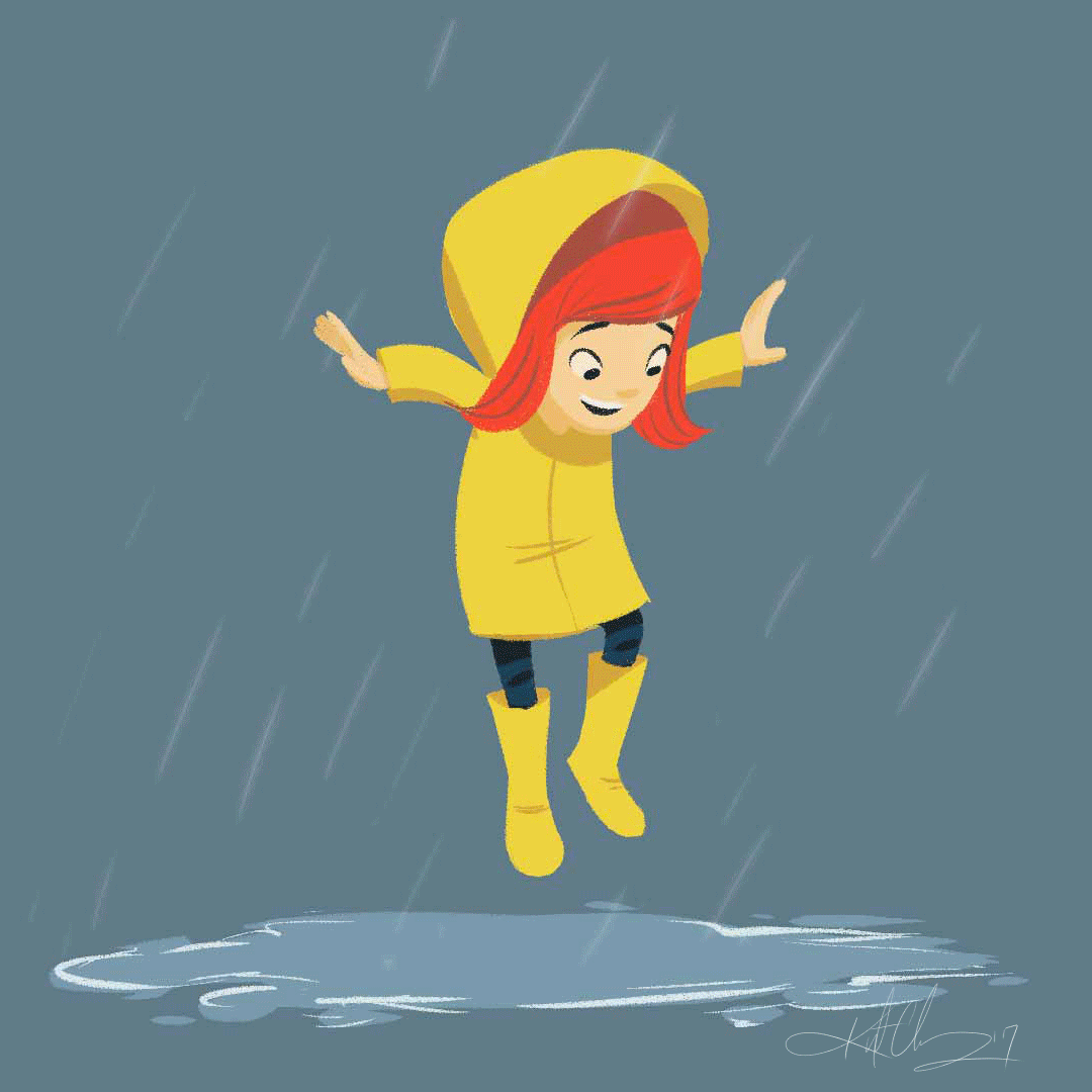 raincoat Anime girl in