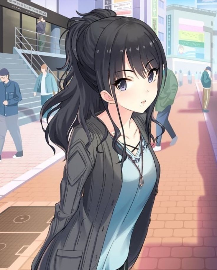 haired girl anime dark Cute