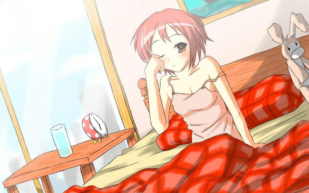 up in girl the Anime morning waking