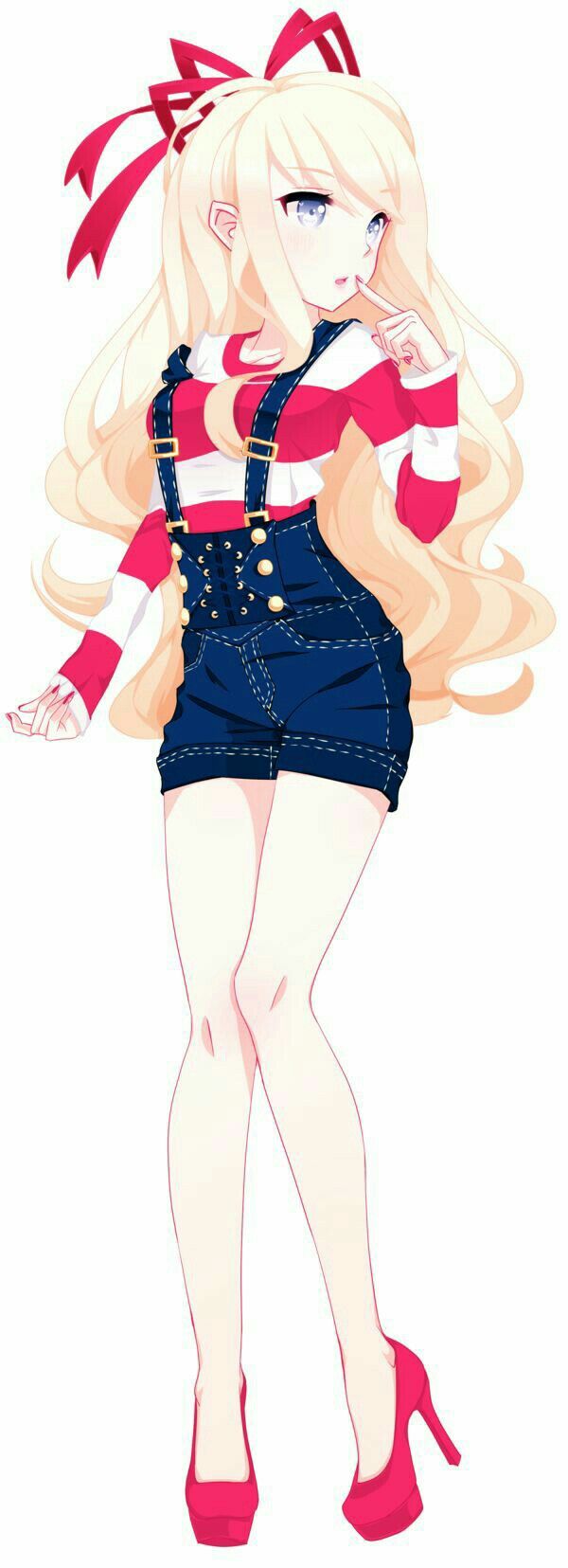 Anime girl in overalls