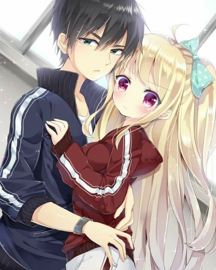 anime couple hugging Cute