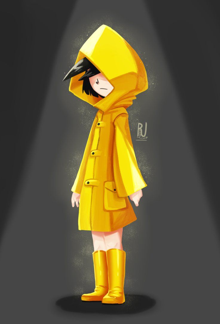 Anime girl in raincoat
