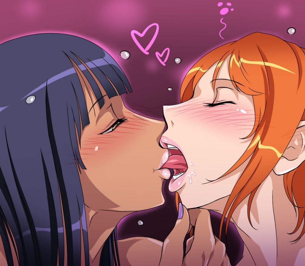 in anime kiss Lesbian