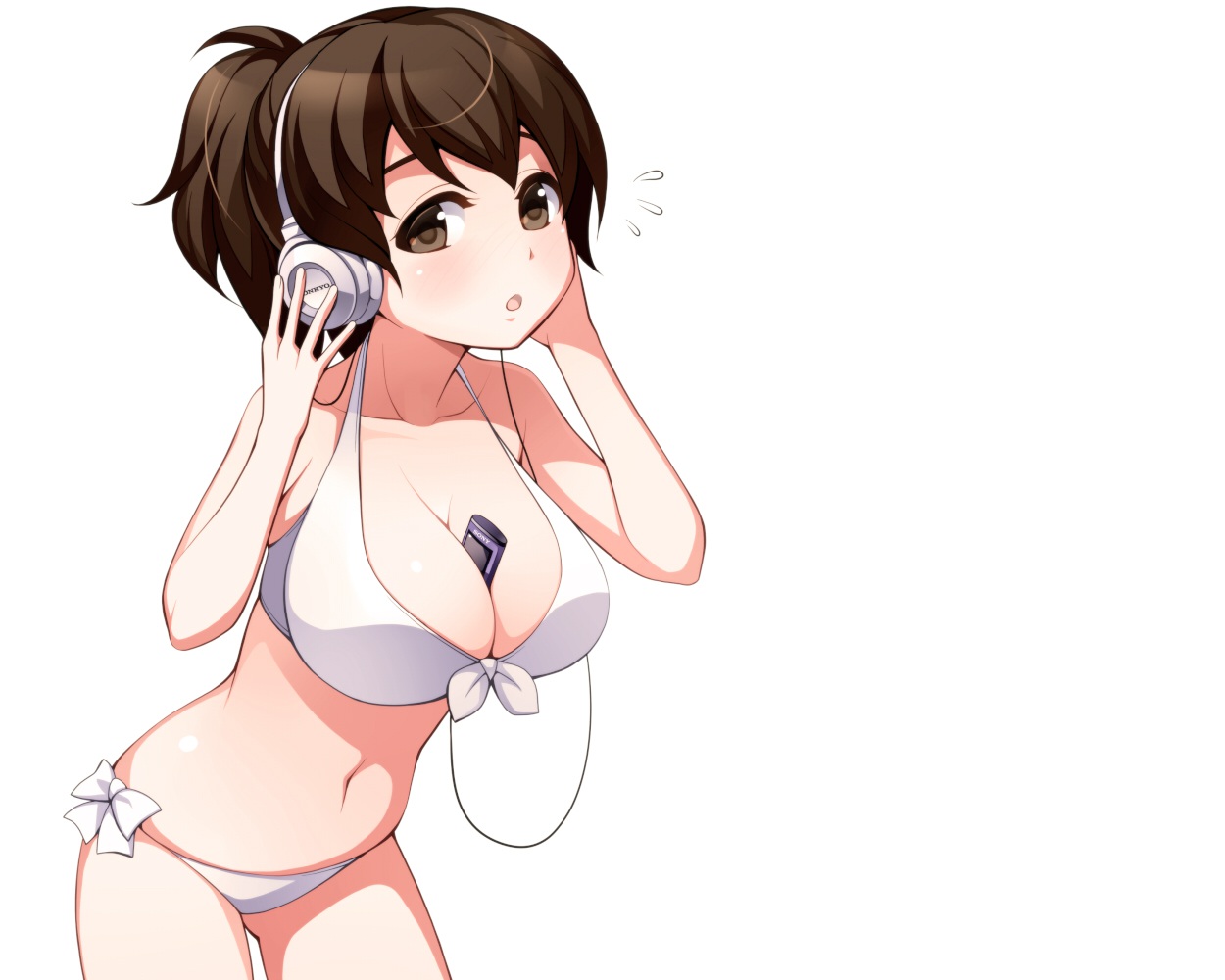 brown hair girl bikini Anime