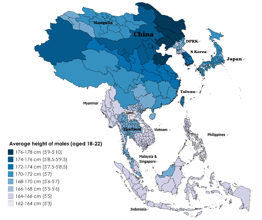 man asian Average height for an