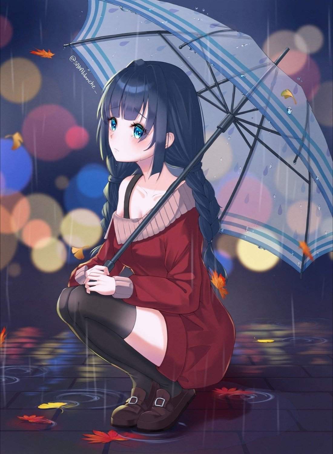 Anime girl long black hair