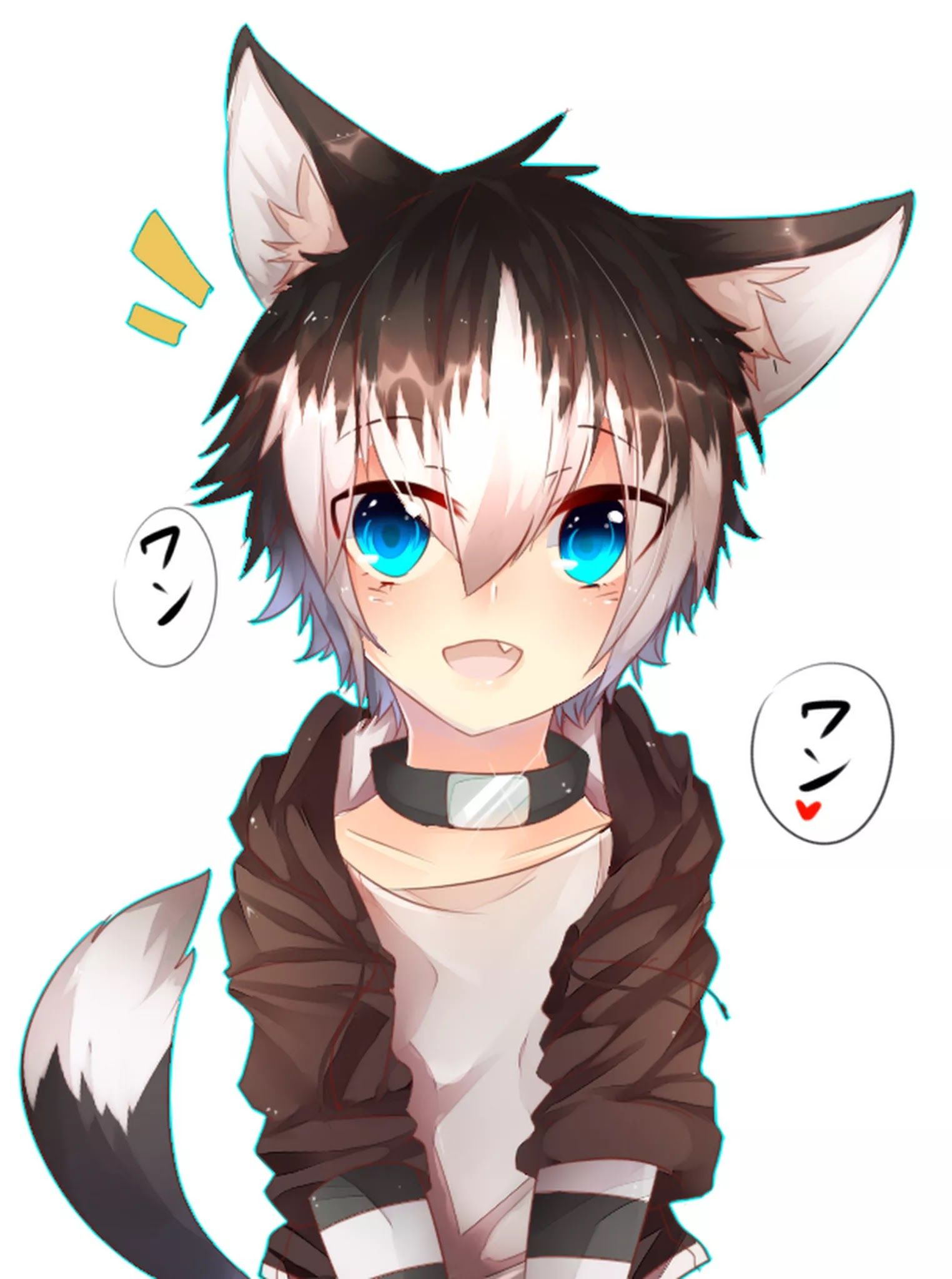 with hair Anime wolf boy black