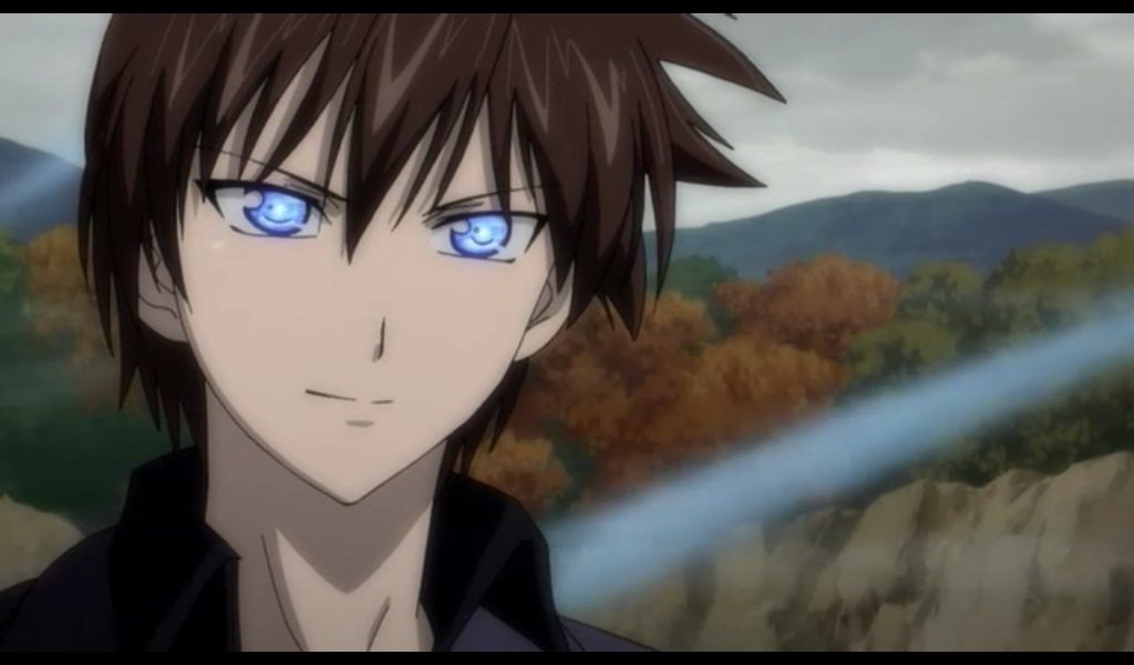 and eyes guy blue brown with Anime hair