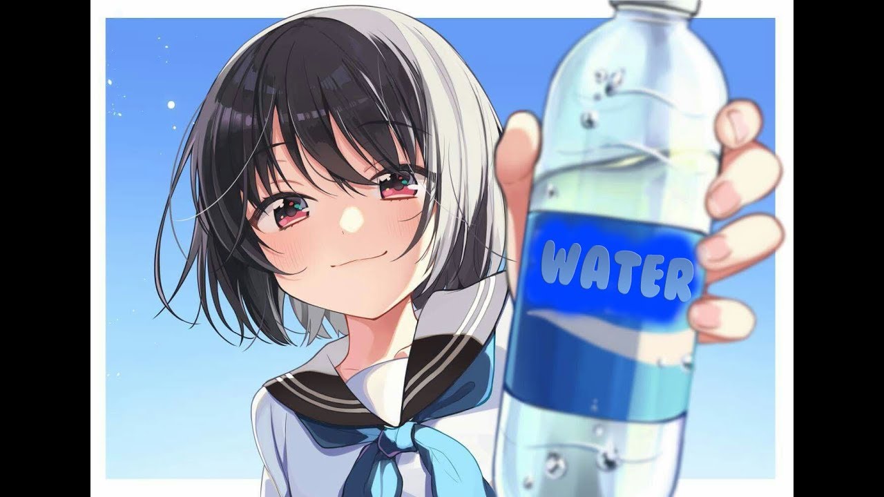 girl drinking water Anime