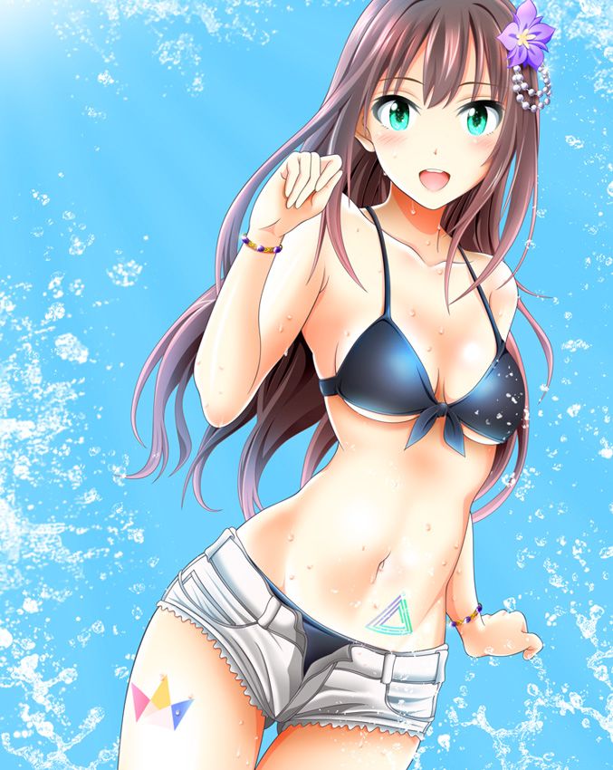 brown hair girl bikini Anime