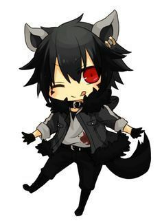 with hair Anime wolf boy black