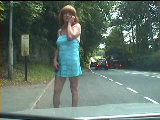 outdoor asian Crossdresser watching